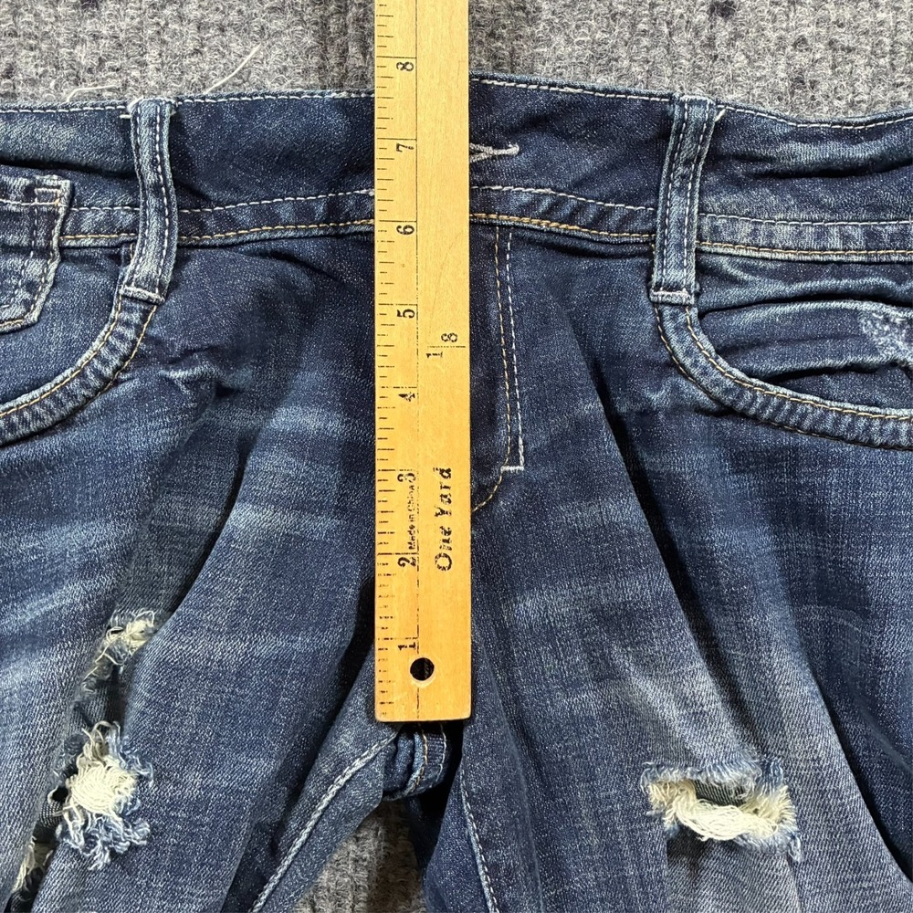 Decree Womens Bootcut Jeans Size 11 Blue Distressed Denim Stretch Low Rise - Picture 7 of 10